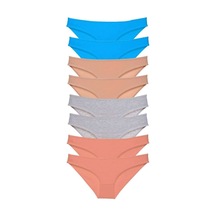 8 Adet Süper Eko Set Likralı Kadın Slip Külot Ten Gri Pudra Mavi Beden: Xl Standart