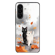 Samsung Galaxy A27 Uyumlu Sonbahar Kedileri Baskılı Silikon Kılıf Renkli
