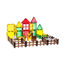 Manyetik Tiles Renkli 46 Parça Manyetik Yapı Çiftlik Magnetic Bloklar