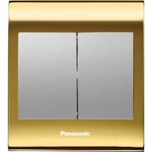 Viko Panasonic Thea Blu İkili Anahtar, Çerçeve Gold+dore, Kapak Metalik Beyaz