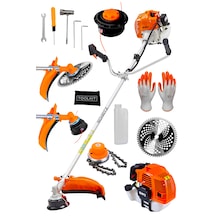 Schatz 5.9 Hp Yan Tipi Benzinli Motorlu Ot Çalı Çim Biçme Tırpanı 11000rpm Turuncu + Canavar Başlık