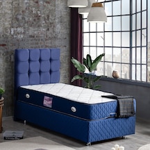 Setaymobilya Baza, Duke Lacivert Tek Kişilik Baza + Başlık+ Ortopedik Yatak