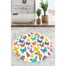 Butterfly Valley Çap Banyo Halısı Djt 120x120 cm, Banyo Halısı , Banyo paspası yıkanabilir Çok Renkli
