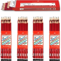 Faber-castell Kurşun Kalem Köşeli Mercanlı - 48 Adet + 12 Adet Kırmızı Kopya Kalemi