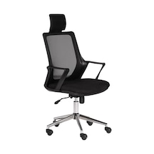 Ofisbazaar Alf Fileli Yönetici Koltuğu Ergonomik Başlıklı Ofis Koltuğu Siyah Fileli Siyah