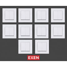 Exen Karell Beyaz Komütatör Çerçeveli 10 Adet