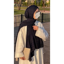 Qalortex Scarf Premium Pamuklu Jakar Şal-lacivert