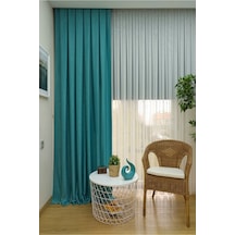Evdepo Home Açık Petrol Düz Renk Soft Fon Perde Tek Kanat (507268531) Turkuaz