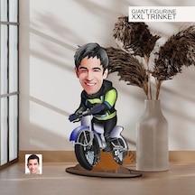 Bk Gift Kişiye Özel Motorcu Karikatürlü Büyük Boy Ahşap Biblo-1 Arkadaşa Hediye , Sevgiliye Hediye, Kişiye Özel Biblolar Kobitmeyen137524 Bk Gift