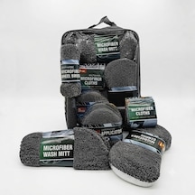 Profesyonel Oto Araç Temizleme Seti Mikrofiber Oto Yıkama Bakım Kiti Gri 9 Parça