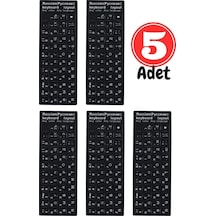 MN6 MR01 Rusça İngilizce Klavye Sticker 5 Adet Laptop PC Uyumlu Silinmez Yapışkanlı Harf Çıkartması