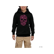 Zepplin Giyim Skull Butterfly Siyah Çocuk Kapşonlu Sweatshirt