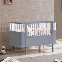 Mdf Beşik 130x90 Trend Büyüyen Beşik Antrasit + 1 Comfort Yatak Antrasit