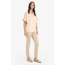 Defacto Sigaret Normal Bel Düz Paça Saten Pantolon J8743az25wnbn229 Kahve-bn229