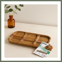 Bezos Akasya 3 Bölmeli Ahşap Servis Tepsisi 25x14 Cm Bezos1
