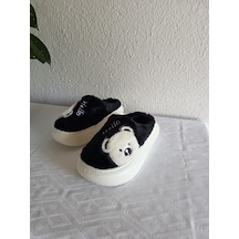 Kadın Ayıcık Desenli Rahat Peluş Ev Terliği 25bnt132 Siyah
