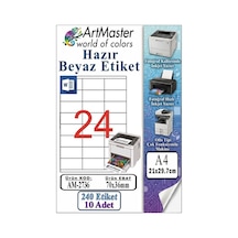A4 Hazır Beyaz Etiket 70x36 Mm 10 Sayfa 1 Paket 24 Lü Kendinden Yapışkanlı Fotokopi Lazer İnkjet Kağıdı Yazıcılar İçin