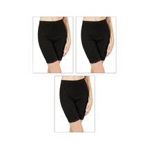 Özkan Underwear Özkan 0114 3'lü Paket Kadın %100 Pamuklu Ağlı Model Ribana Esnek Rahat Kalıp Yumuşak Paçalı Diz Üstü Kısa Tayt Siyah