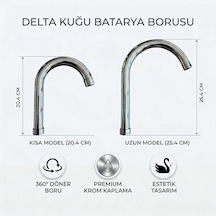 Batarya Borusu, Krom Kaplama, 360 Döner, Kısa Model 20.4 Cm Ve Uzun Model 25.4 Cm, Zarif Formu Kısa Abanoz