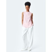 Koton Drape Detaylı Yuvarlak Yaka Kolsuz Bluz Pembe 5sak60113uw Gül