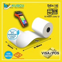 320 Adet 56x16 Tse Belgeli - 1. Kalite - Bpa İçermeyen - Visa,pos,yazar Kasa