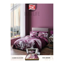 Taç Deluxe Saten Çift Kişilik Nevresim Takımı Rebel Mürdüm