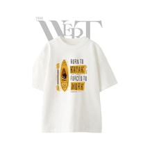 Thewert Kayak Paddle Tasarım Baskılı Ünisex Beyaz Oversize T-shirt