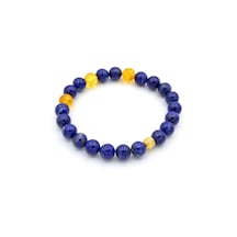 Hakiki Doğal Lapis Lazuli ve Sitrin Taşi Bileklik 001 Sarı