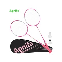 Agnıte Demir Alaşımlı Badminton Raketi 2 Top Dahil Dayanıklı Hafif Gövde Pembe