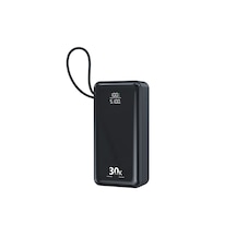 30.000 Mah Taşınabilir Şarj Aleti 22.5w Pd Hızlı Şarj Lcd Şarj Göstergeli 6 Port Powerbank Siyah