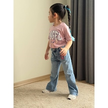 Boyboy Kidswear Kız Çocuk Stitch Baskılı Tişört Ve Denim Pantolon Takım Mavi Çok Renkli