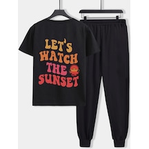 Uyguntarz Unisex Lets Watch The Sunset 2'li Eşofman Takımı Siyah