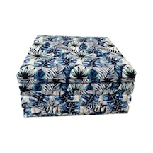 Sandalye Minderi Su Geçirmez Güneş Dayanımlı Outdoor Kumaş Koltuk Minderi 50x50x8cm 4 Adet Palmiye Mavi