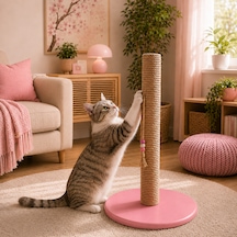 Petody Sakura Doğal Ahşap 60 Cm Jüt Kedi Tırmalama Direği