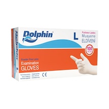 Dolphin Lateks Muayene Eldiveni Pudrasız 100 Adet Beyaz L 3'li Ekonomik Paket - 3 Adet Tarı