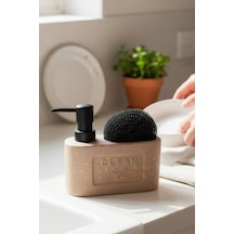 Stoneware Sıvı Sabunluk Süngelik Bölmeli Kahverengi 48798