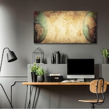 Panoramik Kanvas Tablo Çizgisel Dünya Haritası, 120 X 60 -