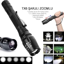 Profesyonel Tx6 Şarjlı Zoomlu El Feneri Wt-241 Tdrtr Çok Renkli