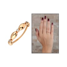 Zirkon Taşlı Sıralı Arpa Tasarım Rose Renk 925 Ayar Gümüş Bayan Y (429500735)