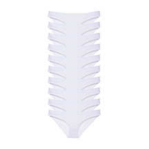 Hubrendy Tedarik 10 Adet Süper Eko Set Likralı Kadın Slip Külot Beyaz Çok Renkli