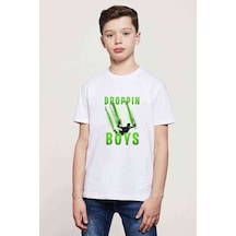 Tshirthane Fortnite Where We Droppin' Boys Green Baskılı Unisex Çocuk Beyaz