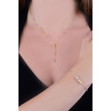 Papatya Silver 925 Ayar Gümüş Üç Renk Dorika Toplu Kolye Bileklik Set