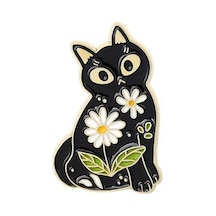 Siyah Emaye Pin Sevimli Ayı Kedi Tilki Şekli Kirpi Broş Seyahat İçin Siyah