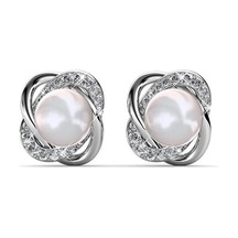 Monemel Kristal Taşlı İncili Küpe Altın Kaplama Gümüş - Rodyum