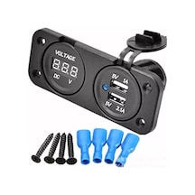 2 Li Su Geçirmez Usb Voltmetre Pano Tip Şarj Soketi