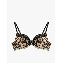 Koton Dantel Detaylı Destekli Maximizer Leopar Desenli Saten Sütyen Leopar Desenli 6wlk10041mk Leopar Desenli