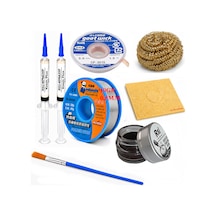Lehimleme Seti 0,8 Mm 40 Gr Lehim Teli 2 Li Flux Cp-3015 Lehim Fitili 1fırça Ve Havya Ucu Temizleme Seti St74