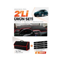 E-biz Fıat Punto Grande 2005-2018 Uyumlu Torpido Örtüsü + Tay Tüyü Çanta - Siyah-kırmızı - Fı016