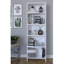 5 Raflı Kitaplık Raf Kütüphane Beyaz