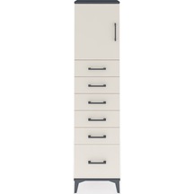 Arges Dolap Tek Raflı 6 Çekmeceli Tek Kapaklı 44x30x182 Antra... Antrasit